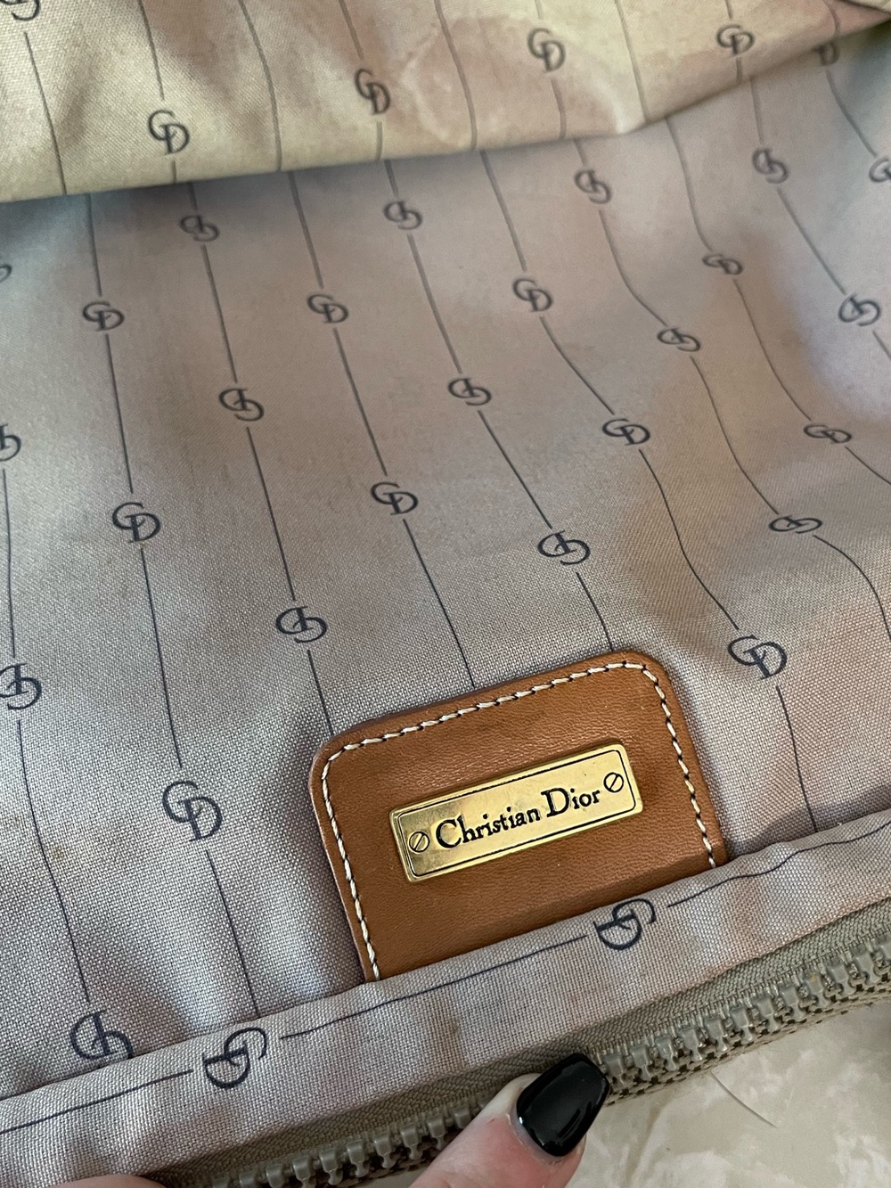 Vintage Christian Dior Garment Bag Suitcase Travel Bag Canvas Leather Carry On - Picture 12 of 14
